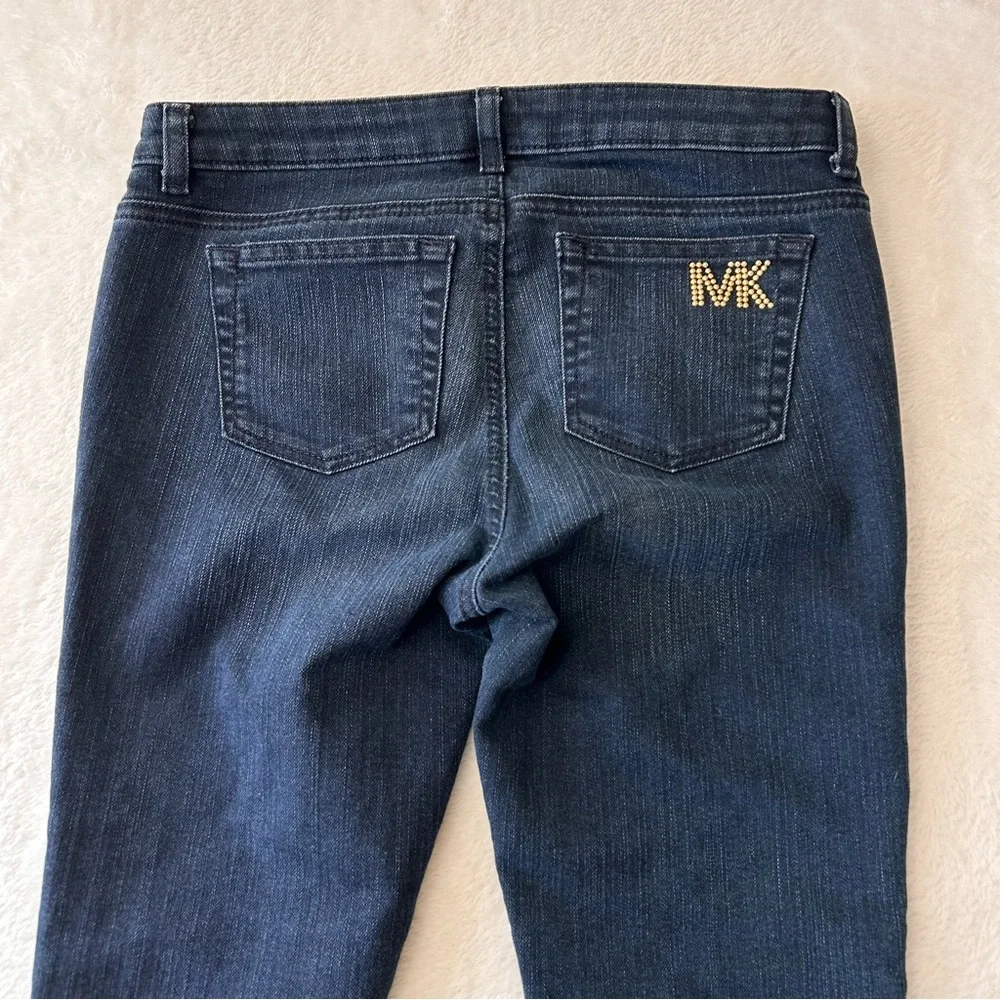 Michael Kors Women's Jeans Size 6P Blue Denim Skinny Stretch Ankle Zip Logo